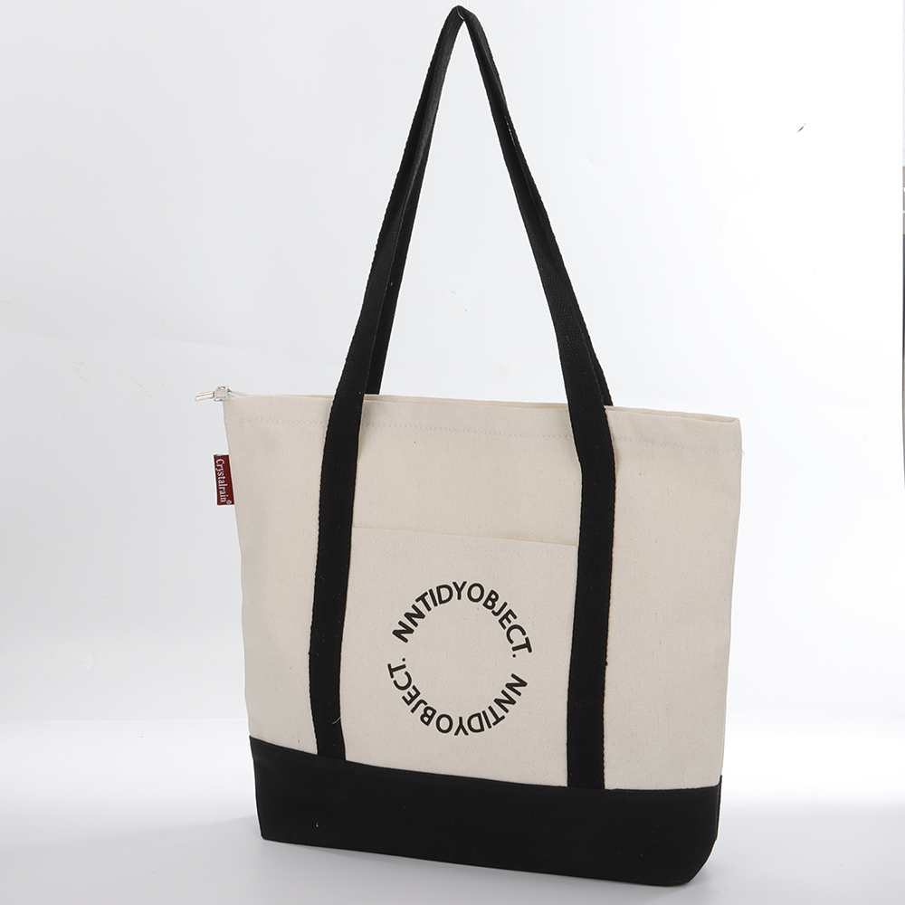 Crystalrain Siyah-Beyaz Minimalist Kadın Kanvas Tote Çanta