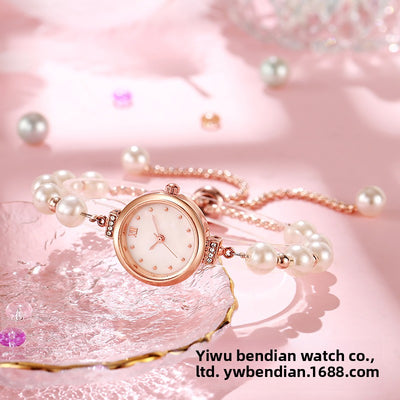 Elegance Pearl İnci Detaylı Rose Gold Saat | Zarif ve Şık Bileklik Saat