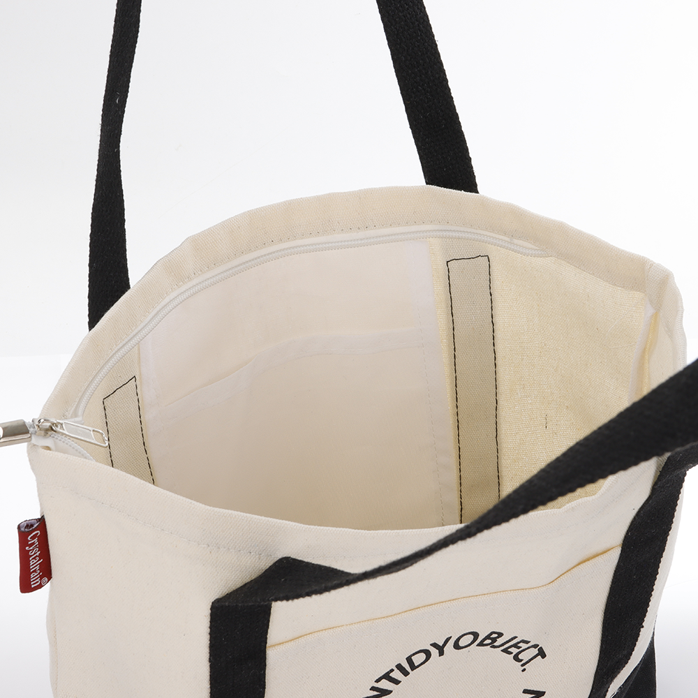 Crystalrain Siyah-Beyaz Minimalist Kadın Kanvas Tote Çanta