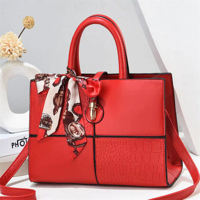 Tote Kadın Çanta | Fular Detaylı Patch Tasarım Deri Kadın Çantası | Şık & Günlük Kullanım